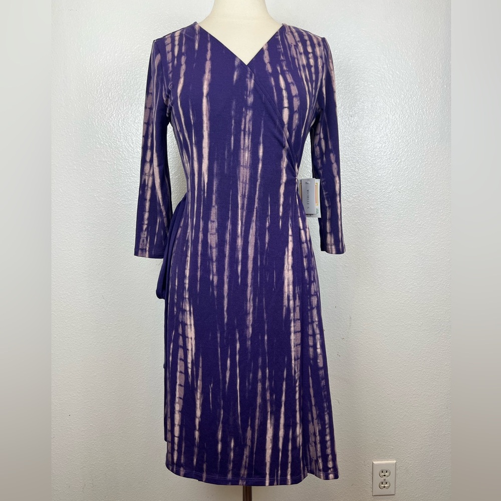 NWT LuLaRoe Michelle Purple and Beige Wrap Dress Size S